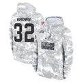 Crovyle C.Browns #32 Jim Brown Player Arctic Camo Salute to Service Hoodies Limited Game Stitched Jerseys