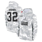 Crovyle C.Browns #32 Jim Brown Player Arctic Camo Salute to Service Hoodies Limited Game Stitched Jerseys
