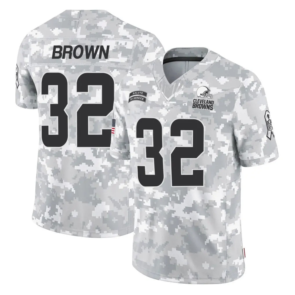 Crovyle C.Browns #32 Jim Brown Player Arctic Camo Salute to Service Limited Home Game Stitched Jerseys
