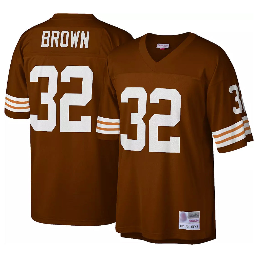 Crovyle C.Browns #32 Jim Brown Player Brown Mitchell & Ness 1963 Throwback Stitched Jerseys