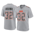 Crovyle C.Browns #32 Jim Brown Player Gray Atmosphere Fashion Game Stitched Jerseys