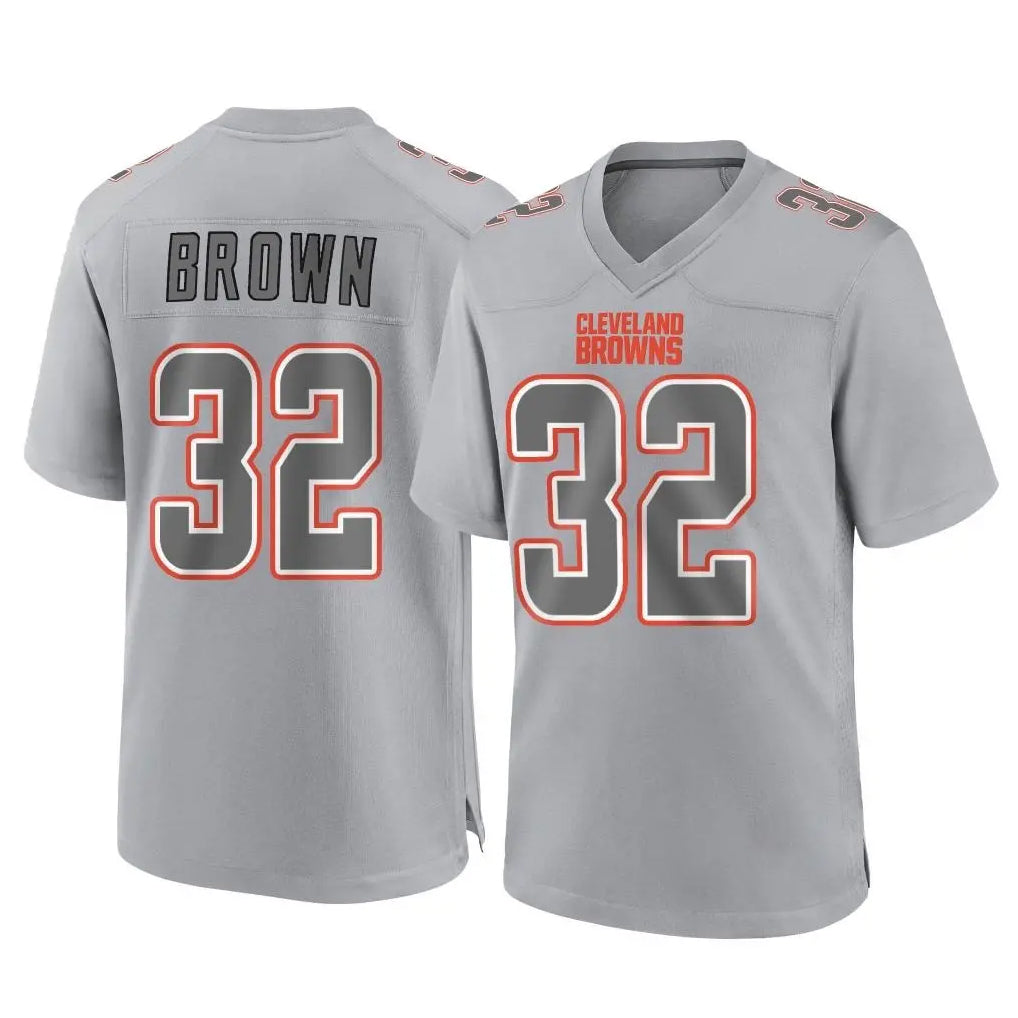 Crovyle C.Browns #32 Jim Brown Player Gray Atmosphere Fashion Game Stitched Jerseys