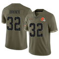 Crovyle C.Browns #32 Jim Brown Player Olive Salute to Service Limited Game Stitched Jerseys