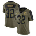 Crovyle C.Browns #32 Jim Brown Player Olive Salute to Service Limited Home Game Stitched Jerseys