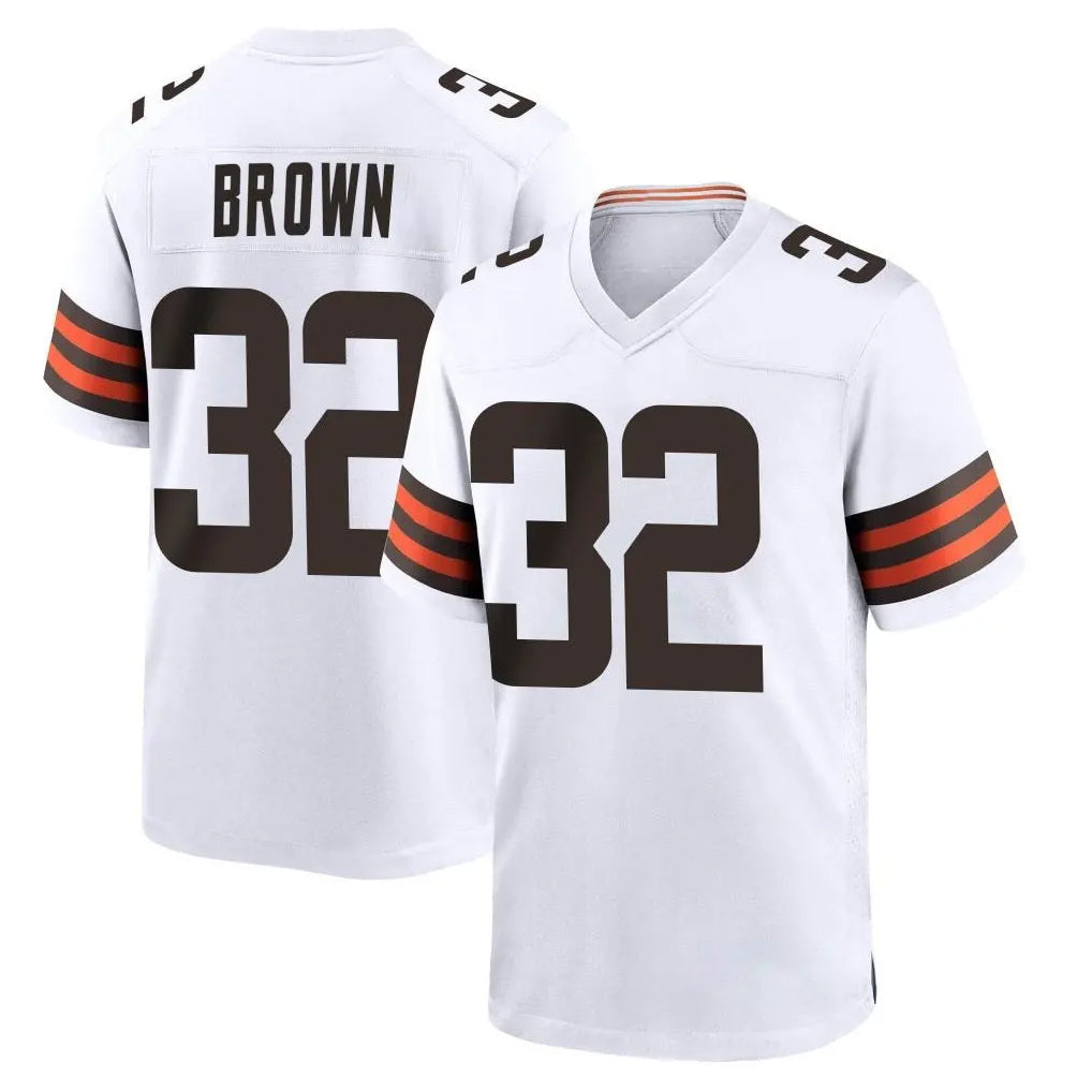 Crovyle C.Browns #32 Jim Brown Player White Home Game Stitched Jerseys