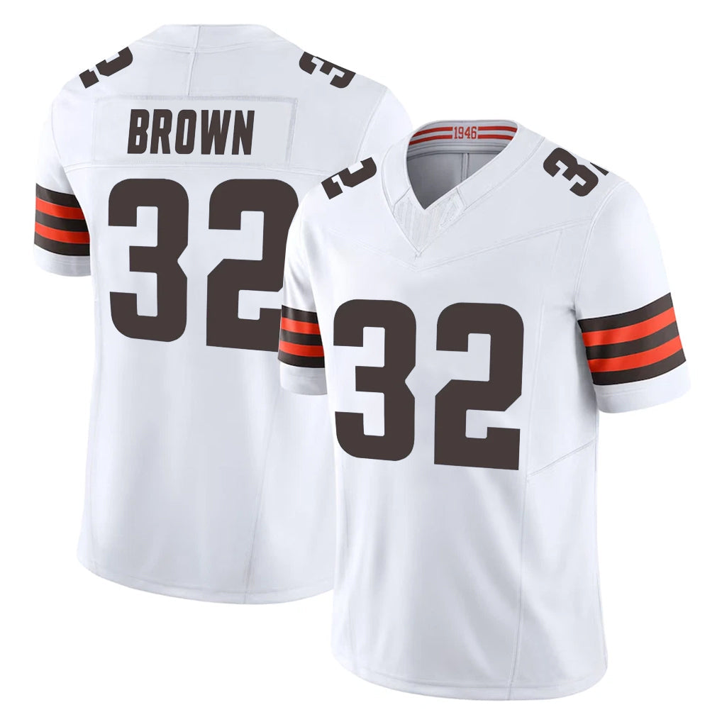 Crovyle C.Browns #32 Jim Brown Player White Vapor F.U.S.E. Limited Home Game Stitched Jerseys