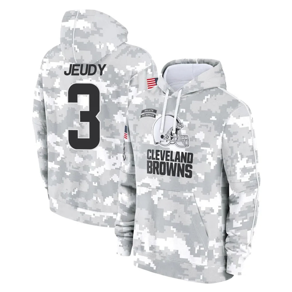Crovyle C.Browns #3 Jerry Jeudy Player Arctic Camo Salute to Service Hoodies Limited Game Stitched Jerseys