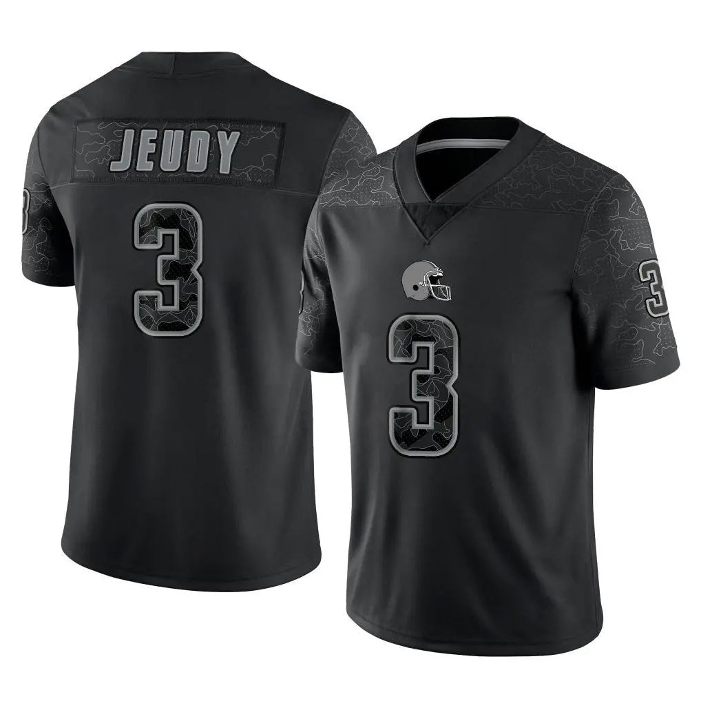 Crovyle C.Browns #3 Jerry Jeudy Player Black Reflective Home Game Stitched Jerseys