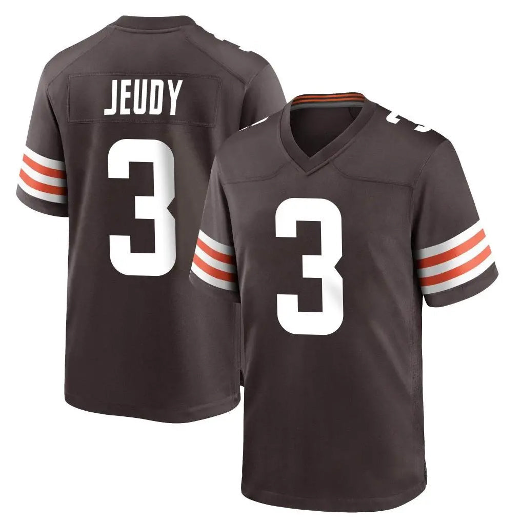 Crovyle C.Browns #3 Jerry Jeudy Player Brown Home Game Stitched Jerseys