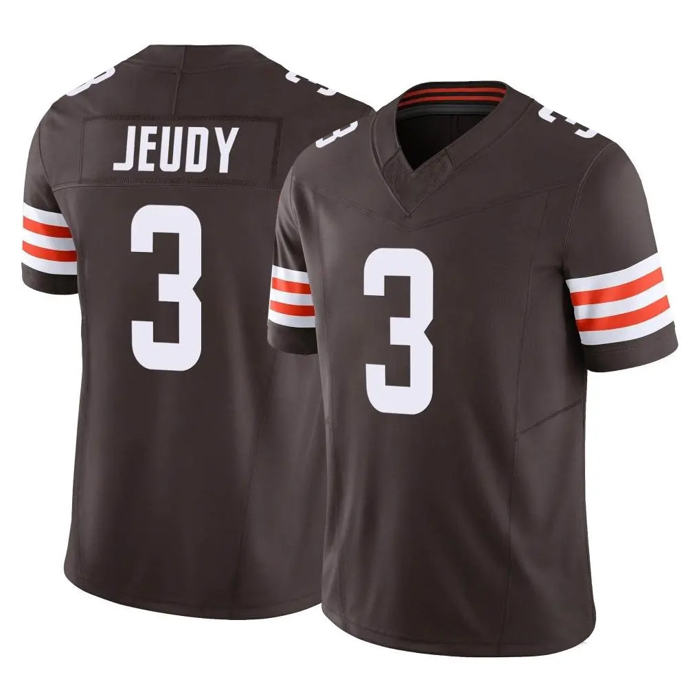 Crovyle C.Browns #3 Jerry Jeudy Player Brown Vapor F.U.S.E. Limited Home Game Stitched Jerseys