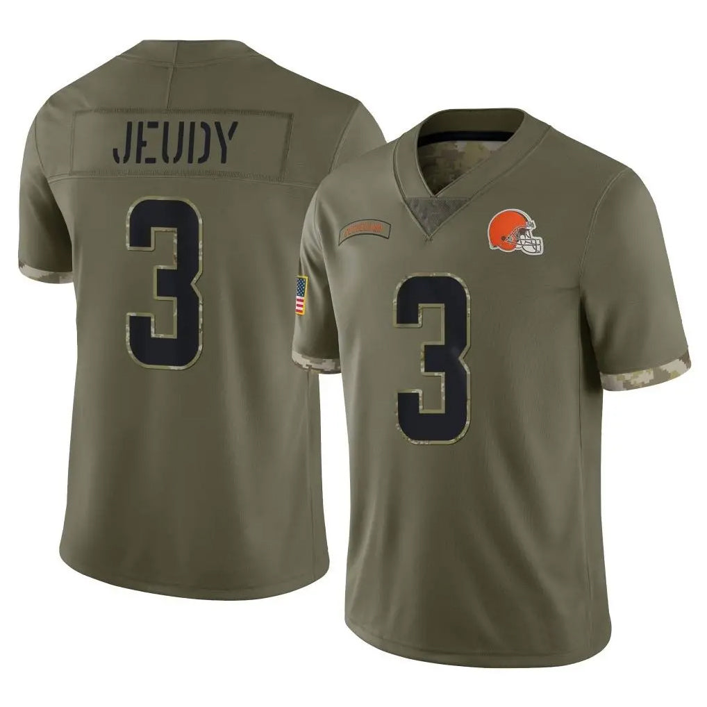 Crovyle C.Browns #3 Jerry Jeudy Player Olive Salute to Service Limited Game Stitched Jerseys