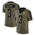 Crovyle C.Browns #3 Jerry Jeudy Player Olive Salute to Service Limited Home Game Stitched Jerseys