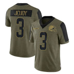 Crovyle C.Browns #3 Jerry Jeudy Player Olive Salute to Service Limited Home Game Stitched Jerseys