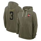 Crovyle C.Browns #3 Jerry Jeudy Player Olive Salute to Service Pullover Hoodies Limited Stitched Jerseys