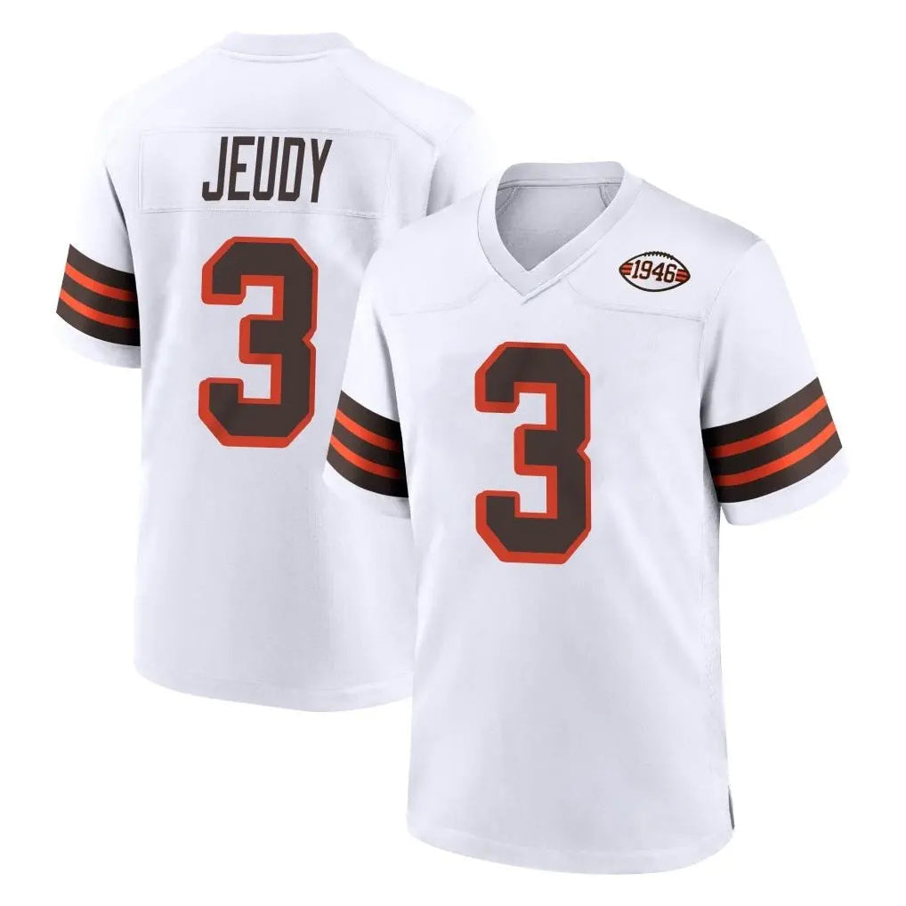 Crovyle C.Browns #3 Jerry Jeudy Player White Alternate Home Game Stitched Jerseys