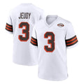 Crovyle C.Browns #3 Jerry Jeudy Player White Alternate Home Game Stitched Jerseys