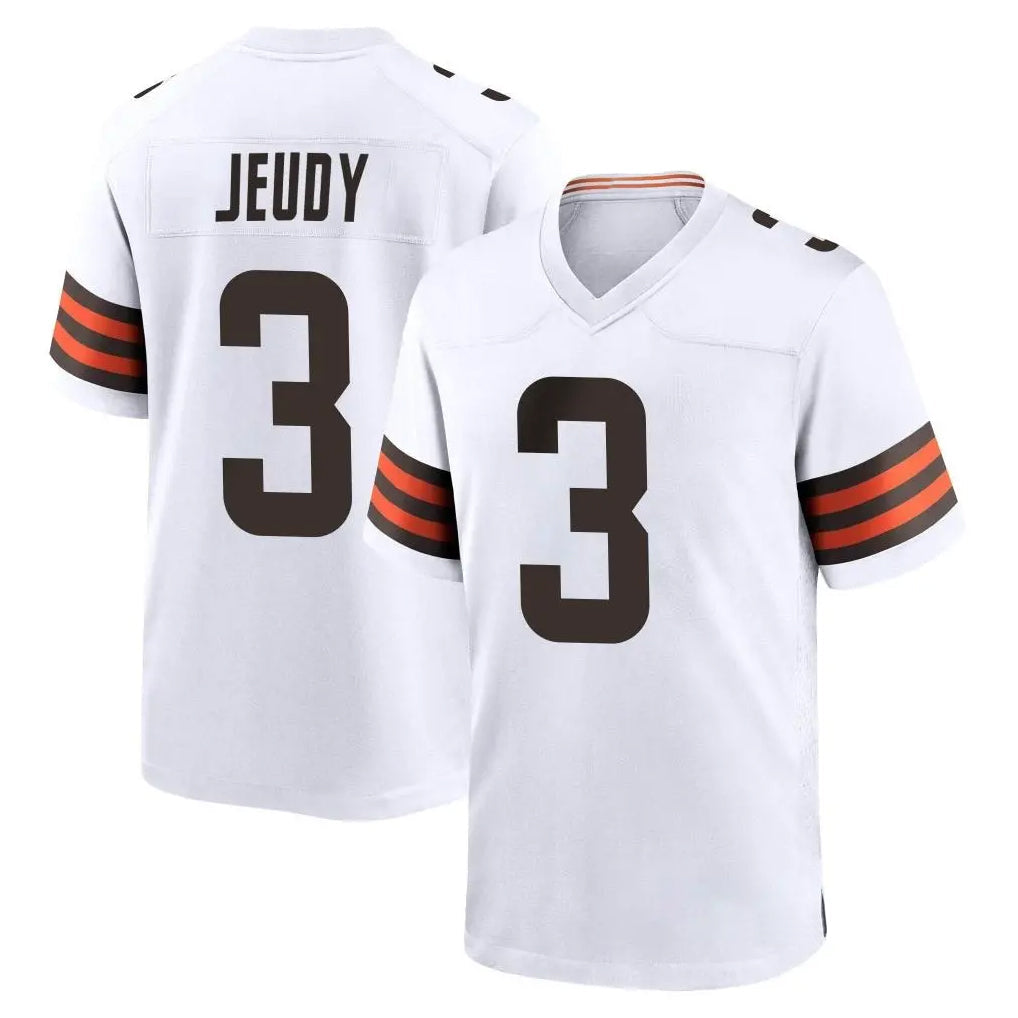 Crovyle C.Browns #3 Jerry Jeudy Player White Home Game Stitched Jerseys