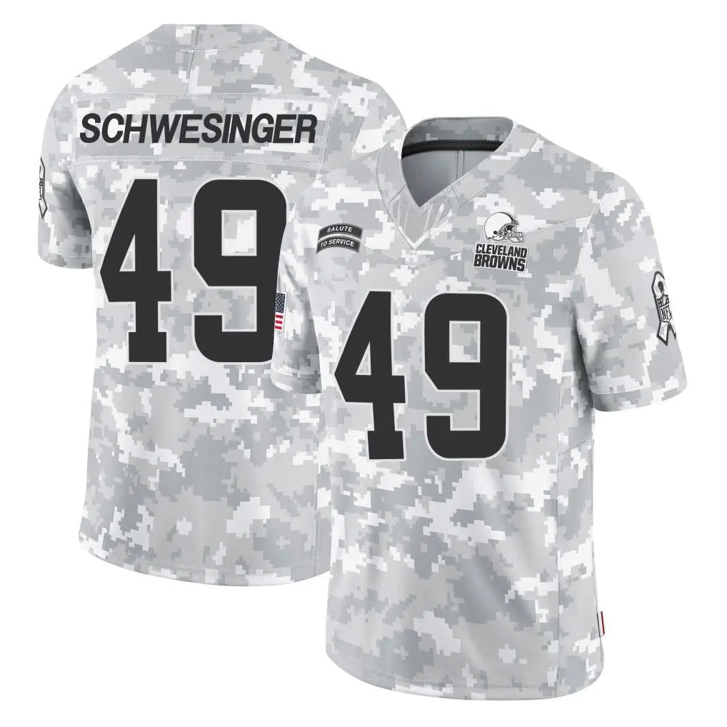 Crovyle C.Browns #49 Carson Schwesinger Player Arctic Camo Salute to Service Limited Home Game Stitched Jerseys