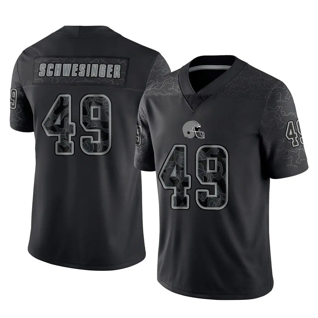 Crovyle C.Browns #49 Carson Schwesinger Player Black Reflective Home Game Stitched Jerseys