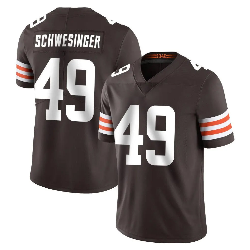 Crovyle C.Browns #49 Carson Schwesinger Player Brown Color Vapor Untouchable Limited Home Game Stitched Jerseys