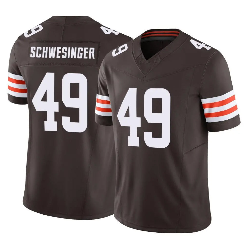 Crovyle C.Browns #49 Carson Schwesinger Player Brown Vapor F.U.S.E. Limited Home Game Stitched Jerseys