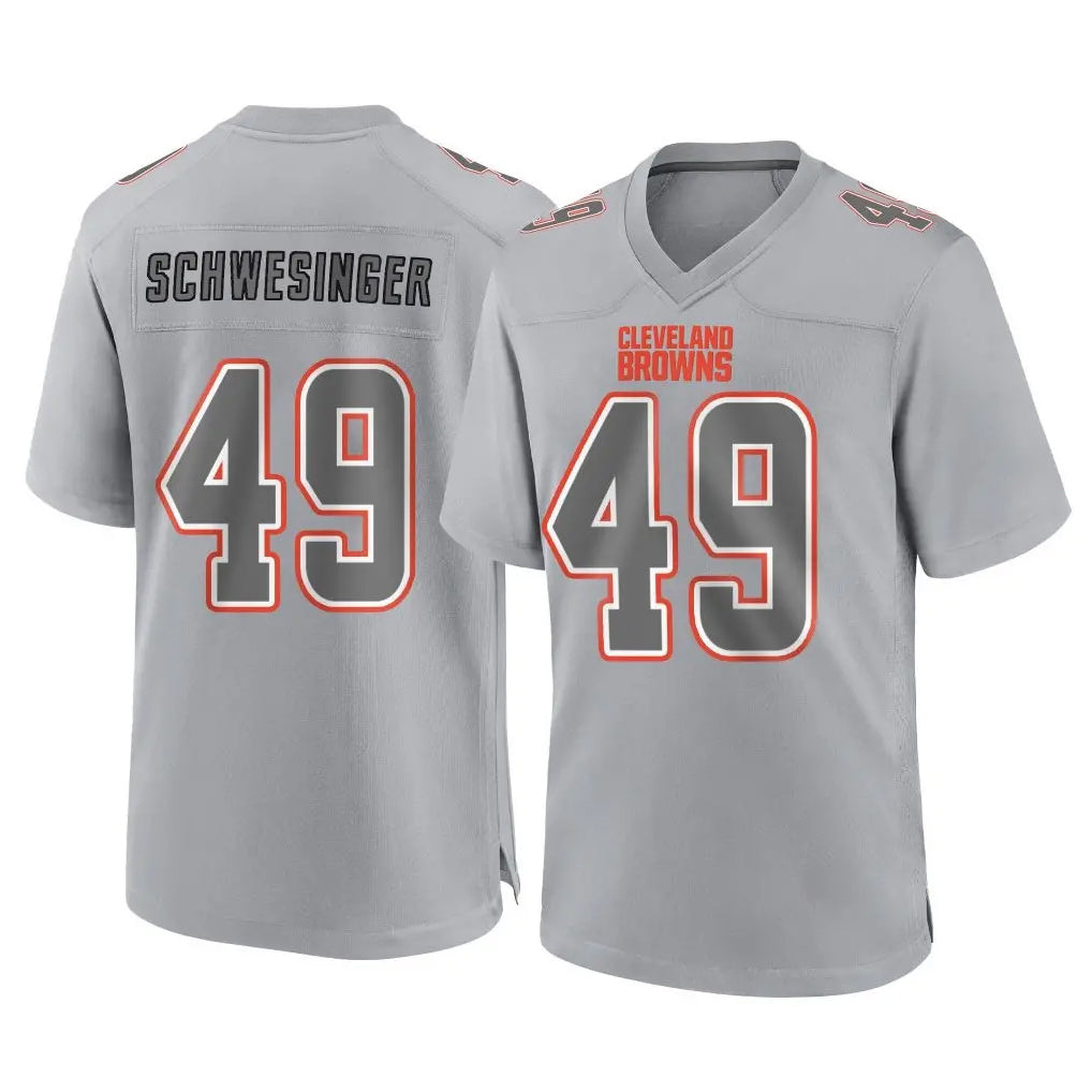 Crovyle C.Browns #49 Carson Schwesinger Player Gray Atmosphere Fashion Game Stitched Jerseys