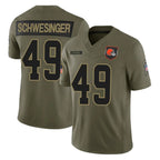 Crovyle C.Browns #49 Carson Schwesinger Player Olive 2025 Salute to Service Limited Home Game Stitched Jerseys