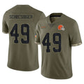 Crovyle C.Browns #49 Carson Schwesinger Player Olive Salute to Service Limited Game Stitched Jerseys