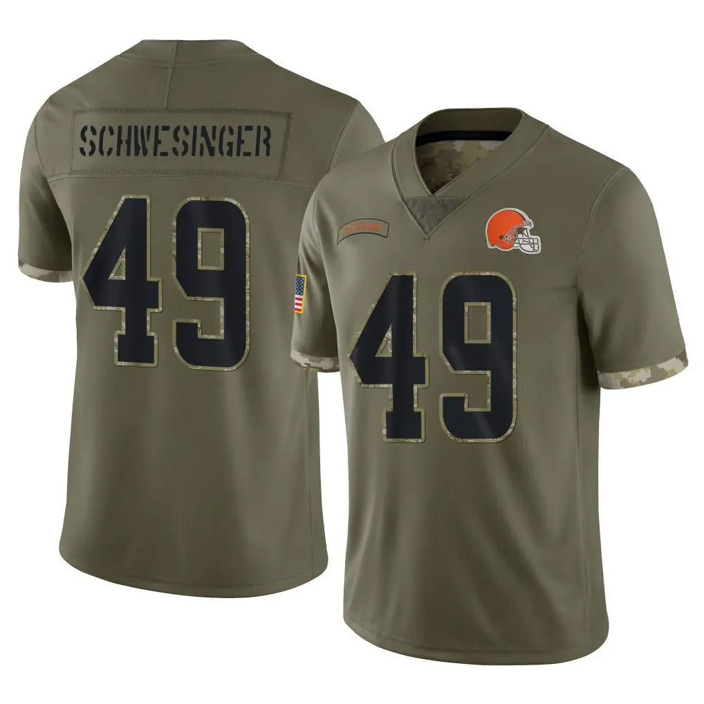 Crovyle C.Browns #49 Carson Schwesinger Player Olive Salute to Service Limited Game Stitched Jerseys