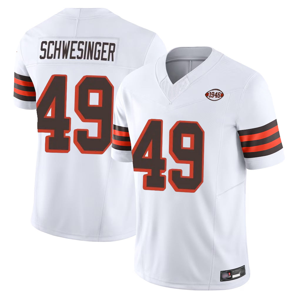 Crovyle C.Browns #49 Carson Schwesinger Player White Limited Vapor F.U.S.E. Alternate Game Stitched Jerseys