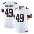 Crovyle C.Browns #49 Carson Schwesinger Player White Vapor F.U.S.E. Limited Home Game Stitched Jerseys