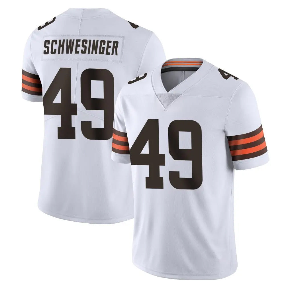 Crovyle C.Browns #49 Carson Schwesinger Player White Vapor Untouchable Limited Home Game Stitched Jerseys