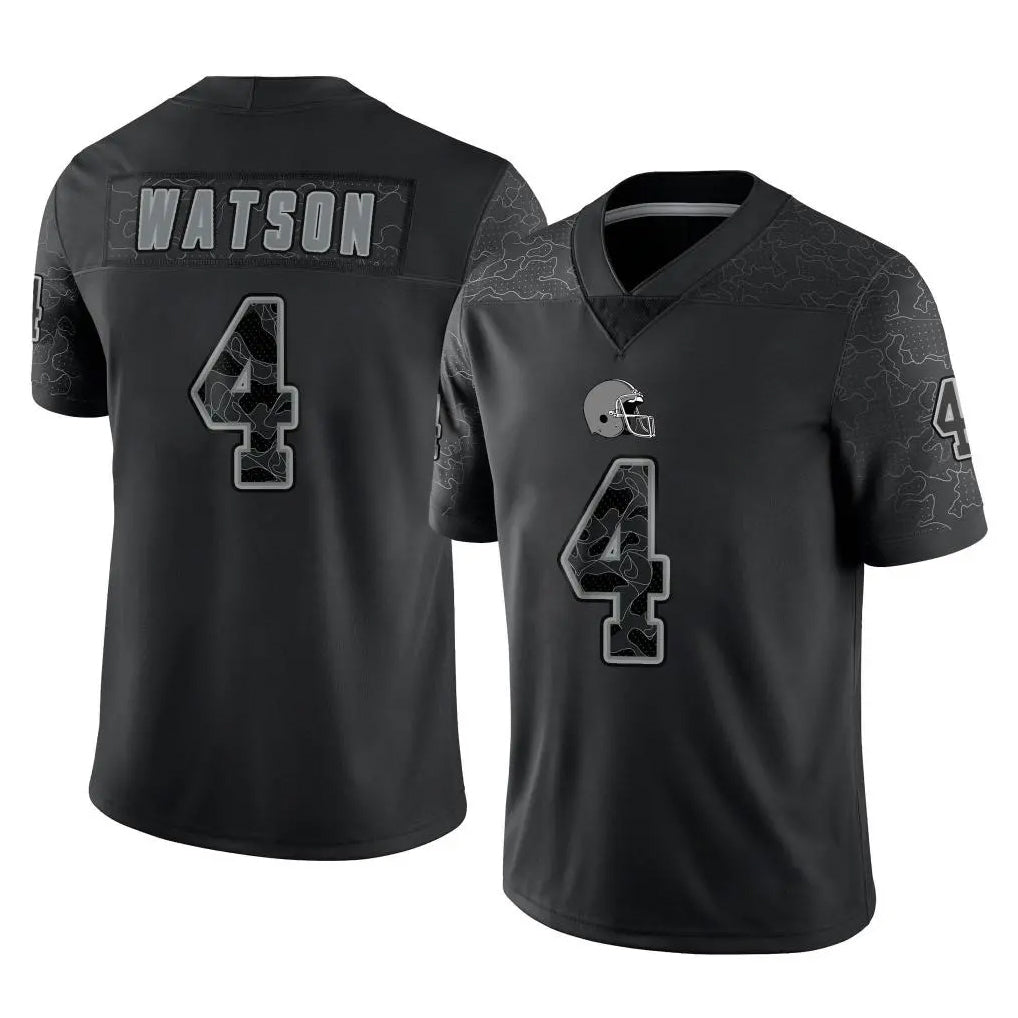 Crovyle C.Browns #4 Deshaun Watson Player Black Reflective Home Game Stitched Jerseys