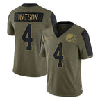 Crovyle C.Browns #4 Deshaun Watson Player Olive Salute to Service Limited Home Game Stitched Jerseys