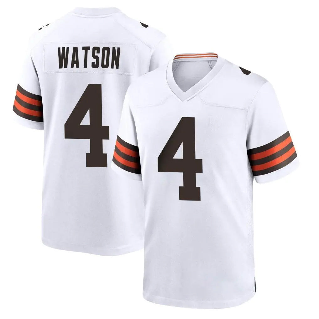 Crovyle C.Browns #4 Deshaun Watson Player White Home Game Stitched Jerseys