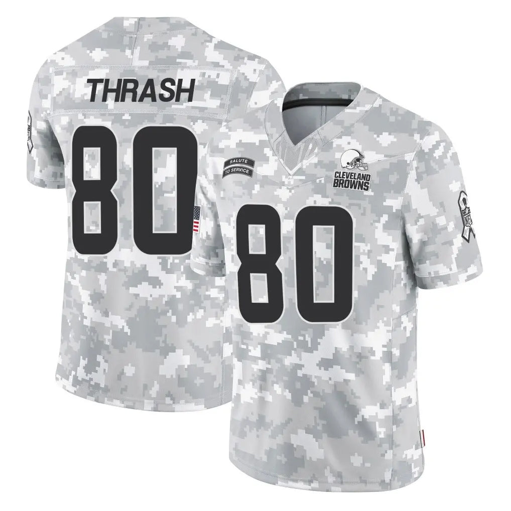 Crovyle C.Browns #80 Jamari Thrash Player Arctic Camo Salute to Service Limited Home Game Stitched Jerseys