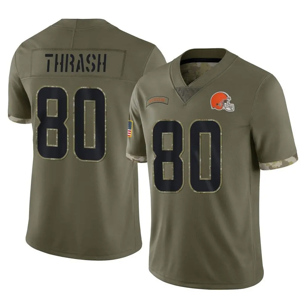 Crovyle C.Browns #80 Jamari Thrash Player Olive Salute to Service Limited Game Stitched Jerseys