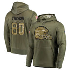 Crovyle C.Browns #80 Jamari Thrash Player Olive Salute to Service Pullover Hoodies Home Game Stitched Jerseys
