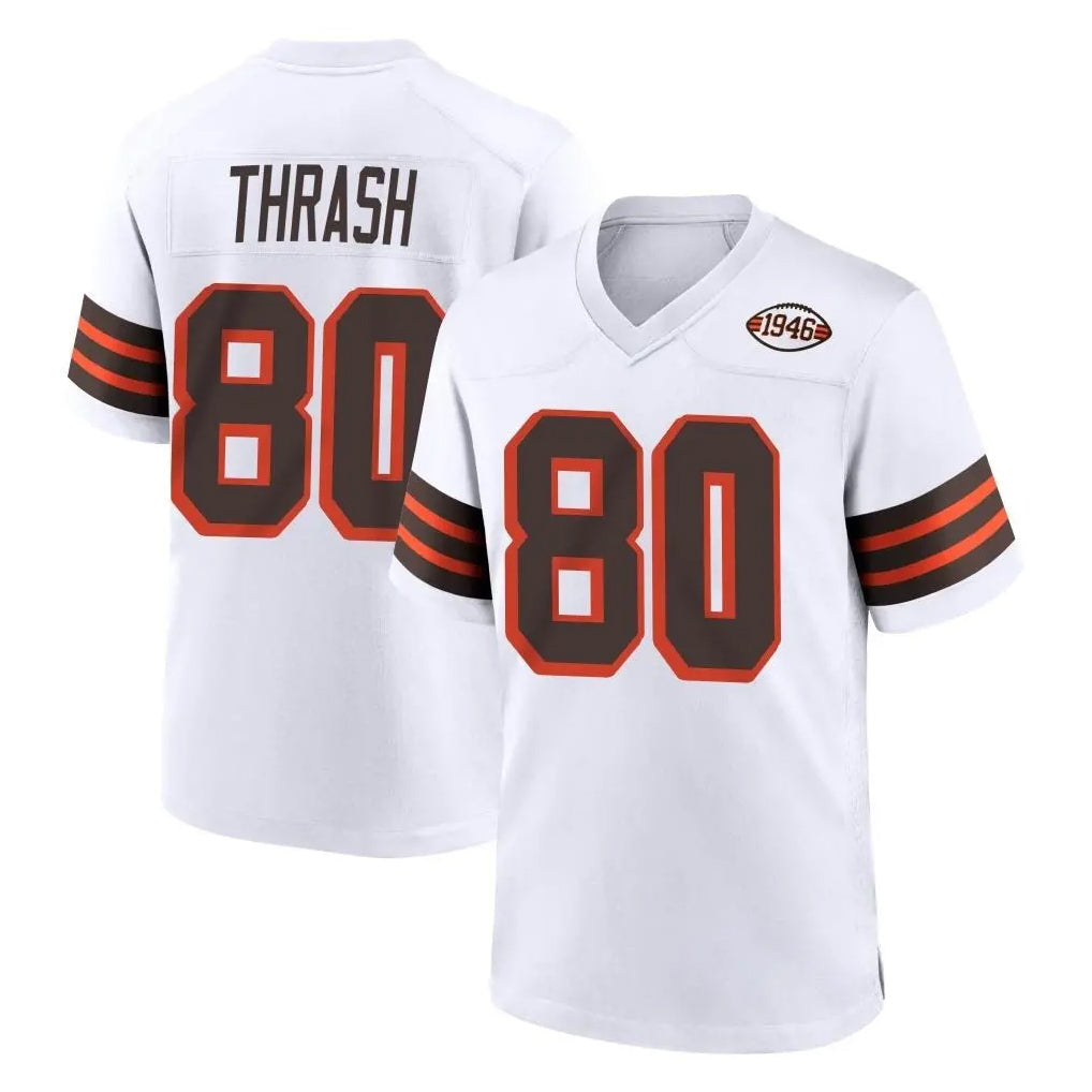 Crovyle C.Browns #80 Jamari Thrash Player White Alternate Home Game Stitched Jerseys