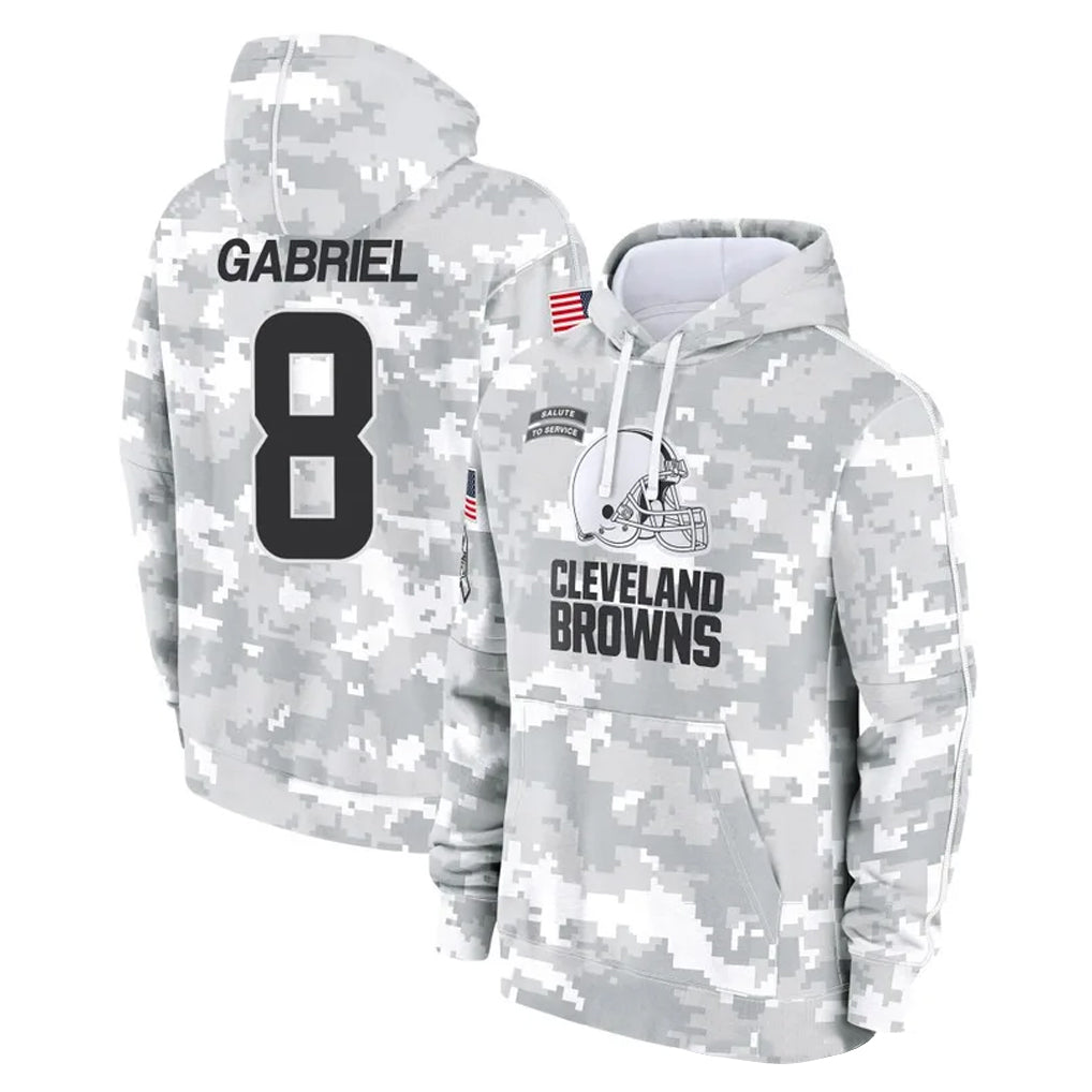 Crovyle C.Browns #8 Dillon Gabriel Player Arctic Camo Salute to Service Hoodies Limited Game Stitched Jerseys