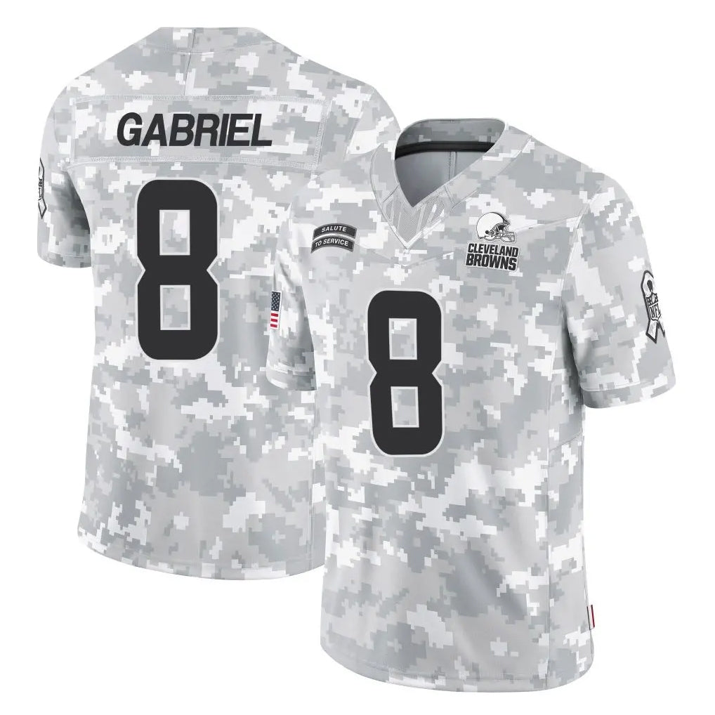 Crovyle C.Browns #8 Dillon Gabriel Player Arctic Camo Salute to Service Limited Home Game Stitched Jerseys