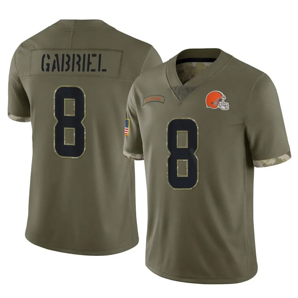 Crovyle C.Browns #8 Dillon Gabriel Player Olive Salute to Service Limited Game Stitched Jerseys