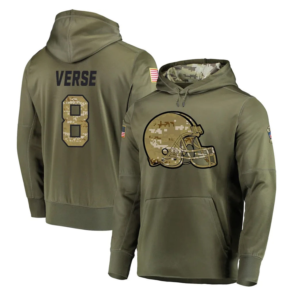 Crovyle C.Browns #8 Jared Verse Player Olive Salute to Service Pullover Hoodies Home Game Stitched Jerseys