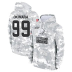 Crovyle C.Browns #99 Julian Okwara Player Arctic Camo Salute to Service Hoodies Limited Game Stitched Jerseys