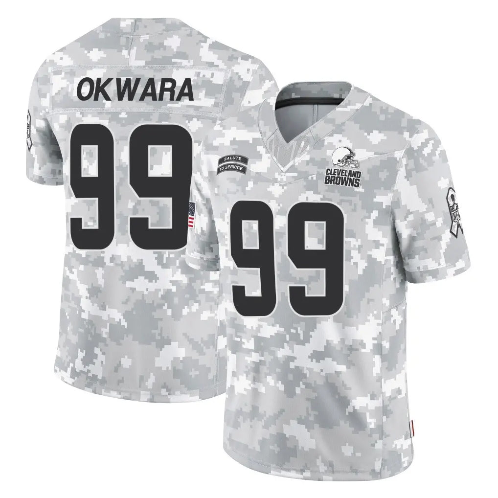 Crovyle C.Browns #99 Julian Okwara Player Arctic Camo Salute to Service Limited Home Game Stitched Jerseys