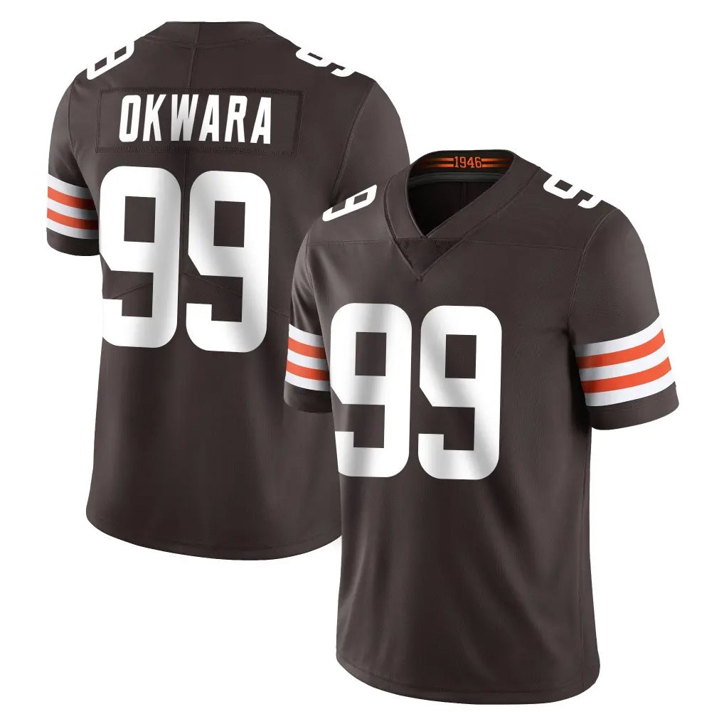 Crovyle C.Browns #99 Julian Okwara Player Brown Color Vapor Untouchable Limited Home Game Stitched Jerseys