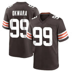 Crovyle C.Browns #99 Julian Okwara Player Brown Home Game Stitched Jerseys