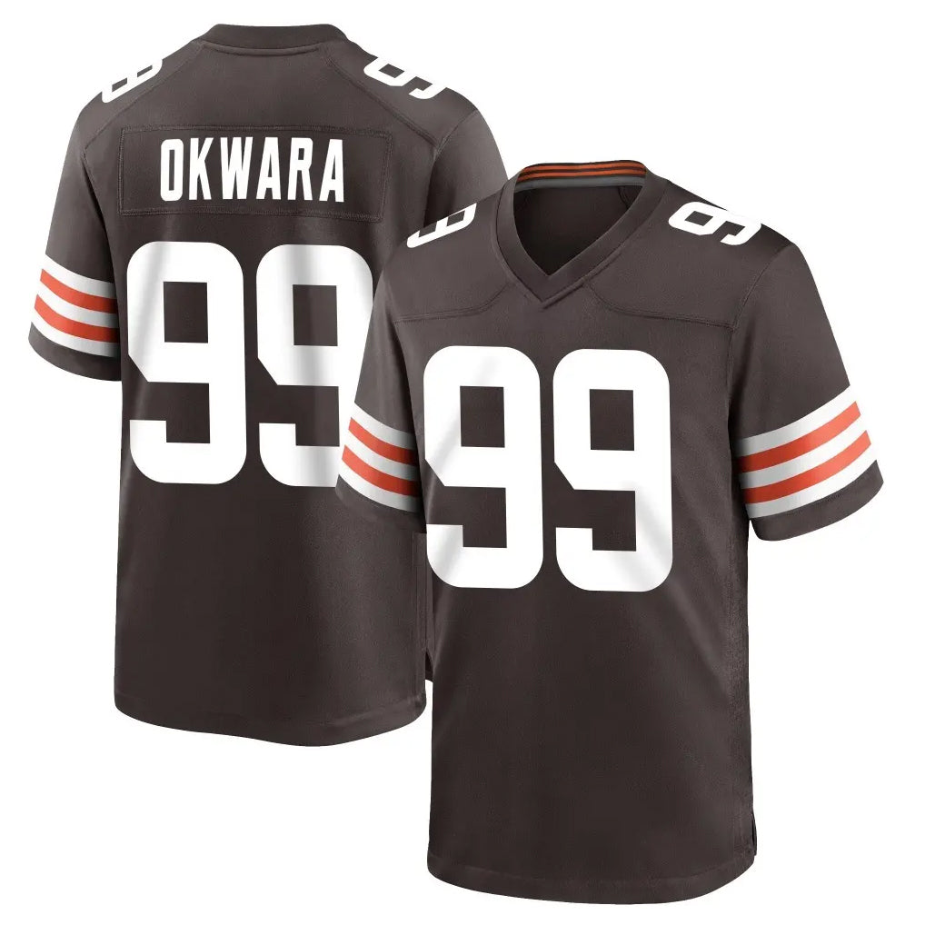 Crovyle C.Browns #99 Julian Okwara Player Brown Home Game Stitched Jerseys