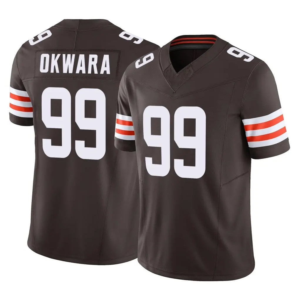 Crovyle C.Browns #99 Julian Okwara Player Brown Vapor F.U.S.E. Limited Home Game Stitched Jerseys