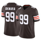 Crovyle C.Browns #99 Julian Okwara Player Brown Vapor F.U.S.E. Limited Home Game Stitched Jerseys